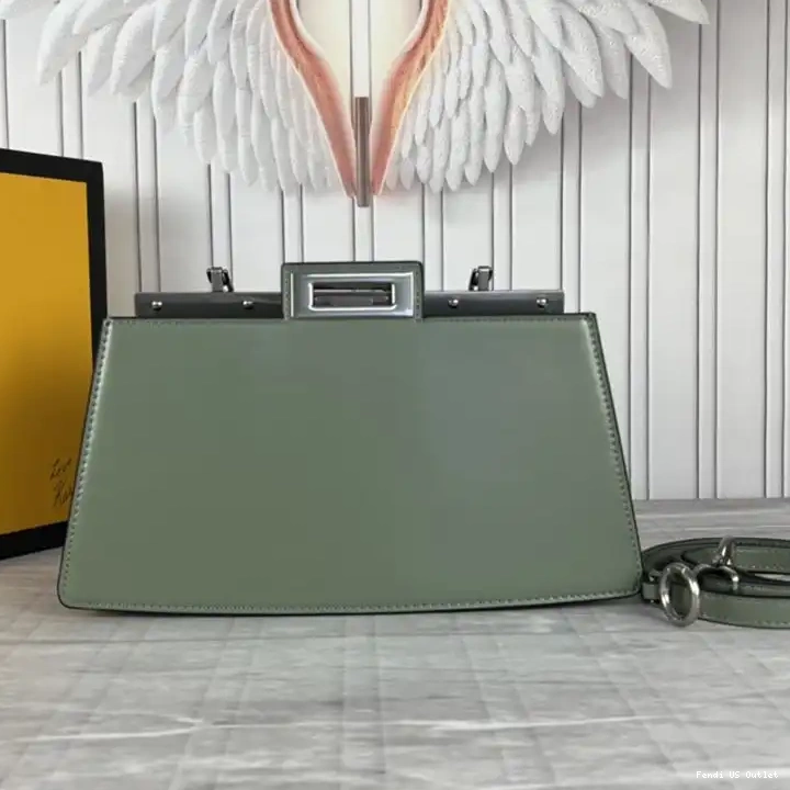 Affordable Fendi Bag In Leather Calf Peekaboo Green Cut Medium 0324 HOT SALE